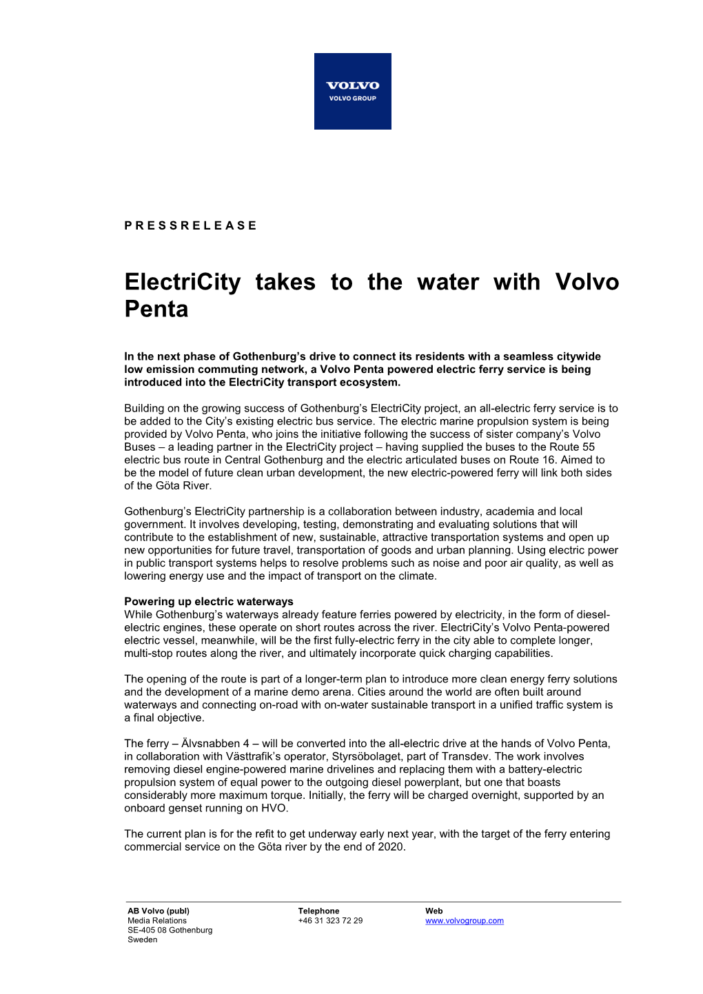 Electricity Takes to the Water with Volvo Penta