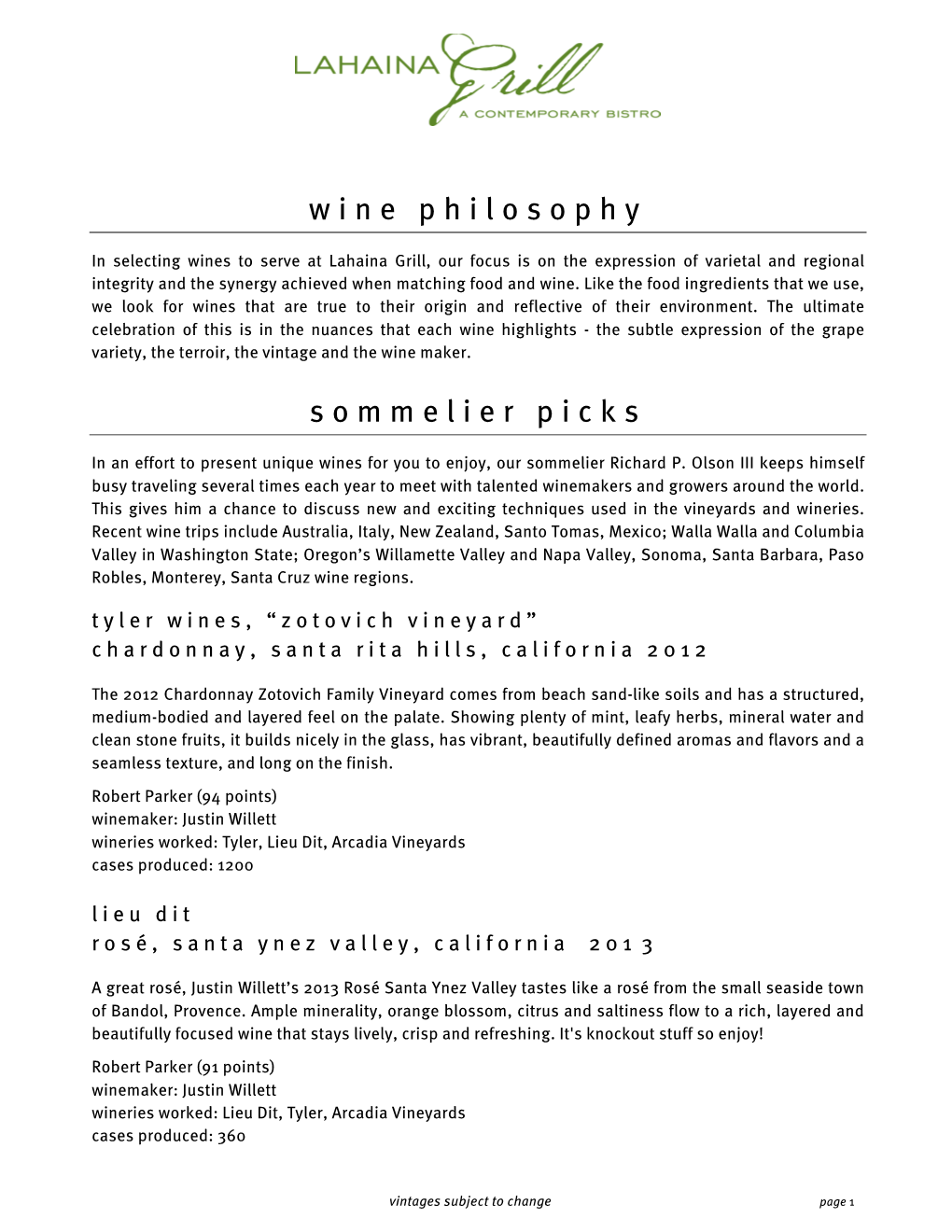 Wine Philosophy Sommelier Picks