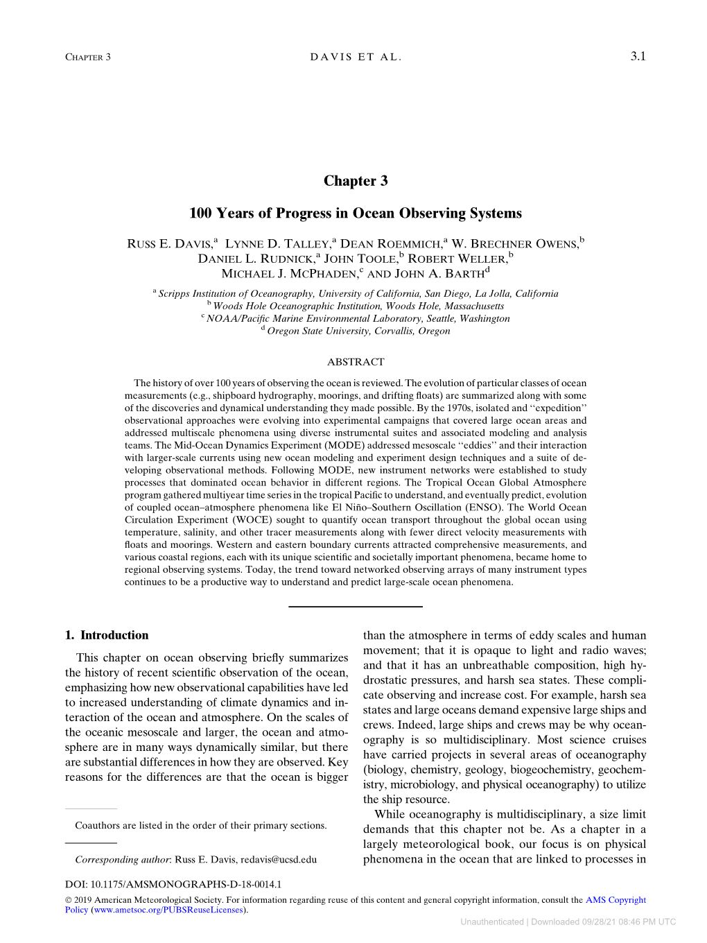 Chapter 3 100 Years of Progress in Ocean Observing