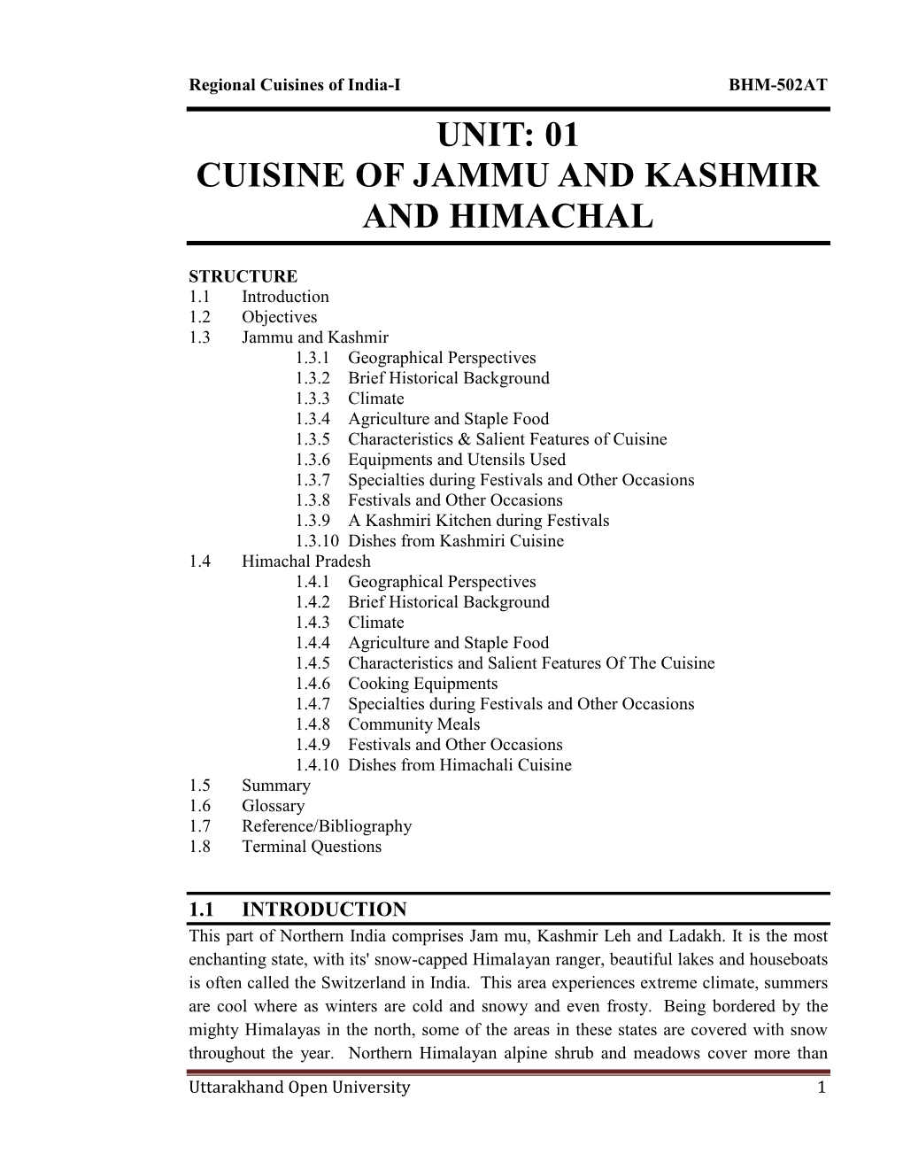 01 Cuisine of Jammu and Kashmir and Himachal