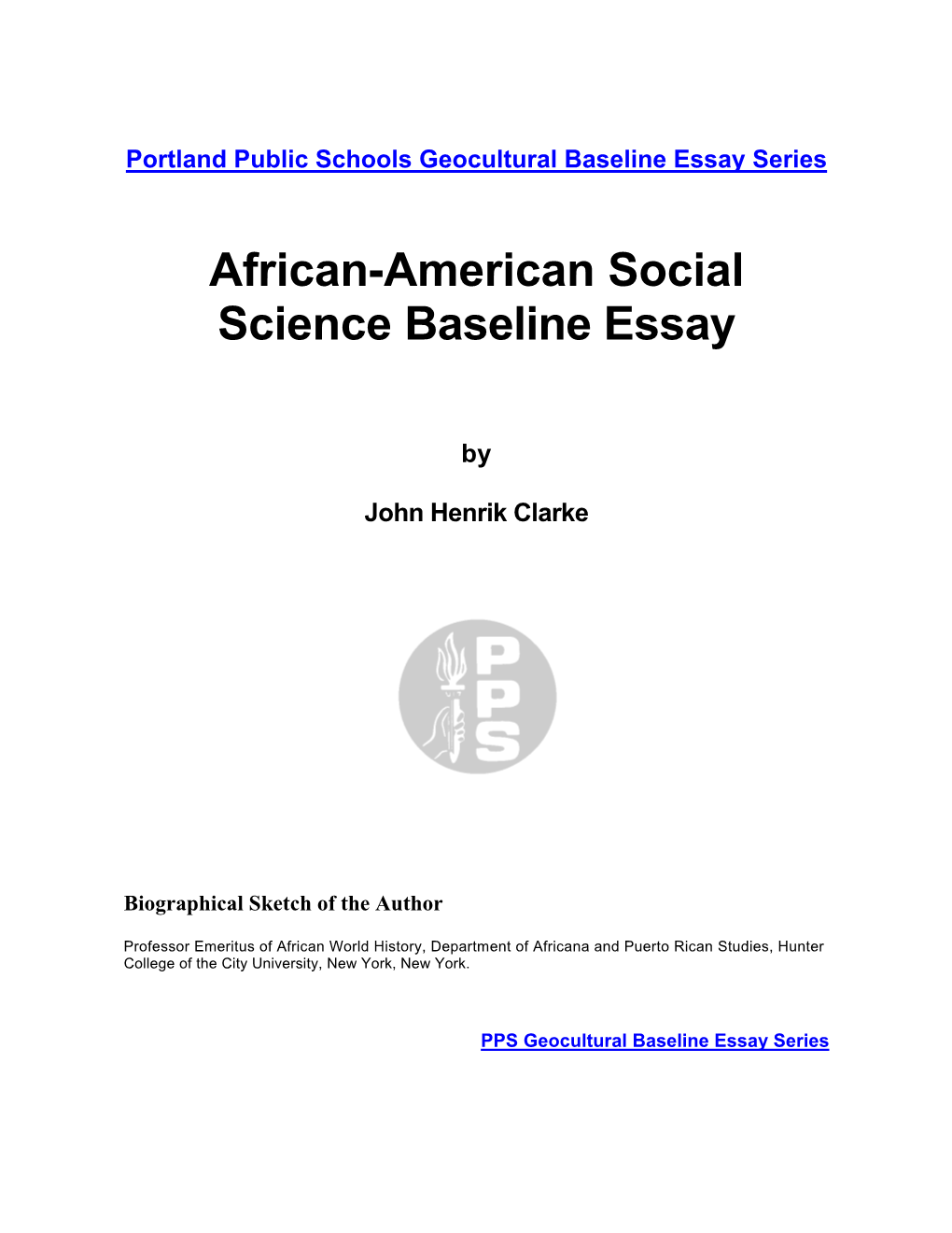 Social Science African-American Baseline Essay