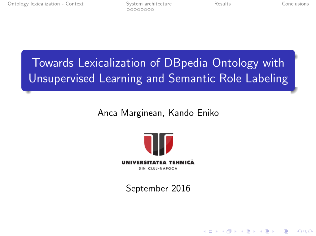 Towards Lexicalization of Dbpedia Ontology with Unsupervised Learning and Semantic Role Labeling
