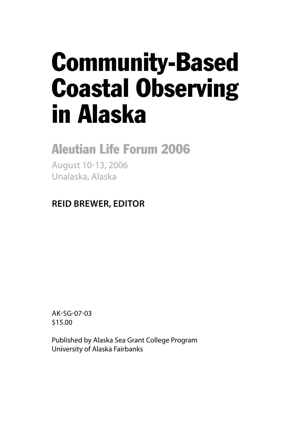 Community-Based Coastal Observing in Alaska