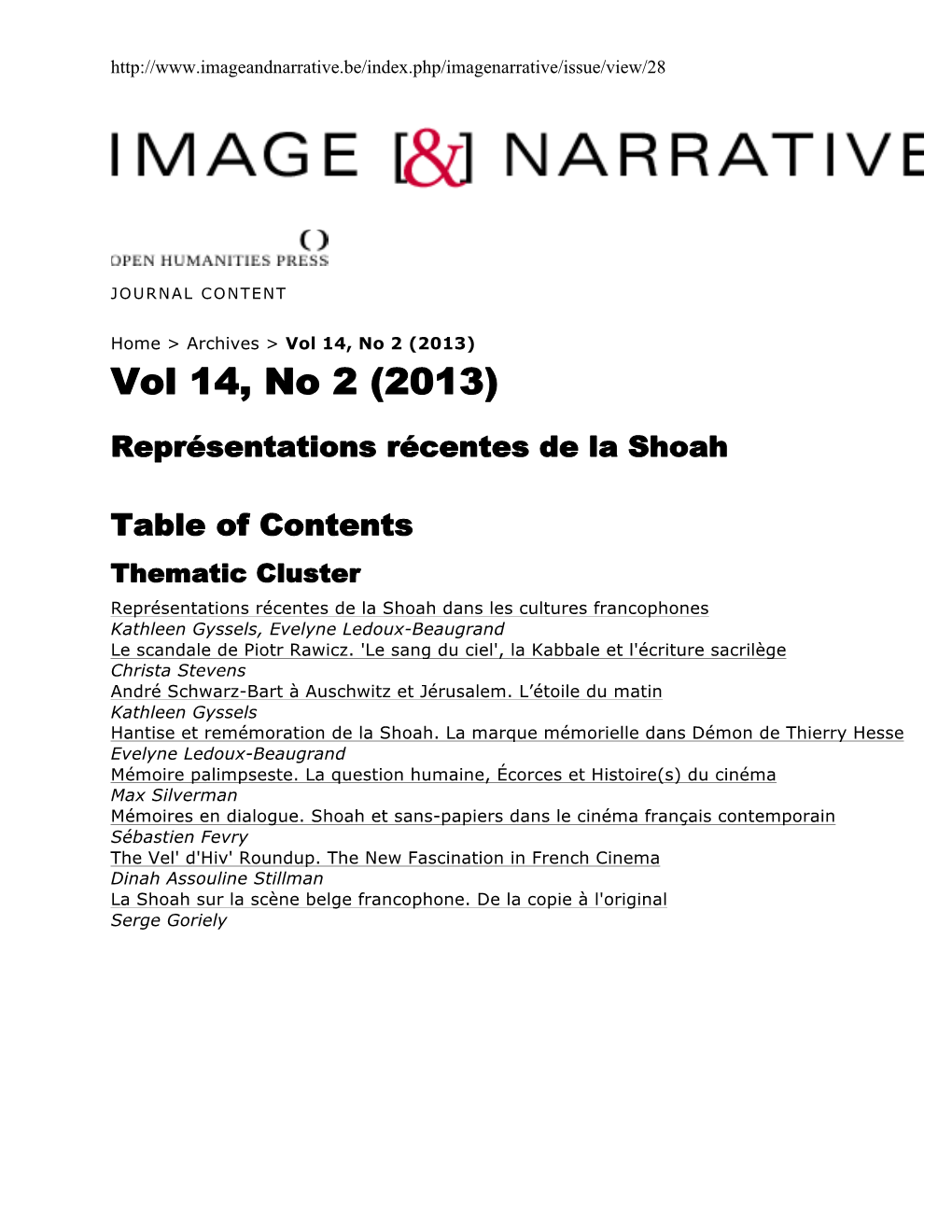 Vol 14, No 2 (2013) Vol 14, No 2 (2013)