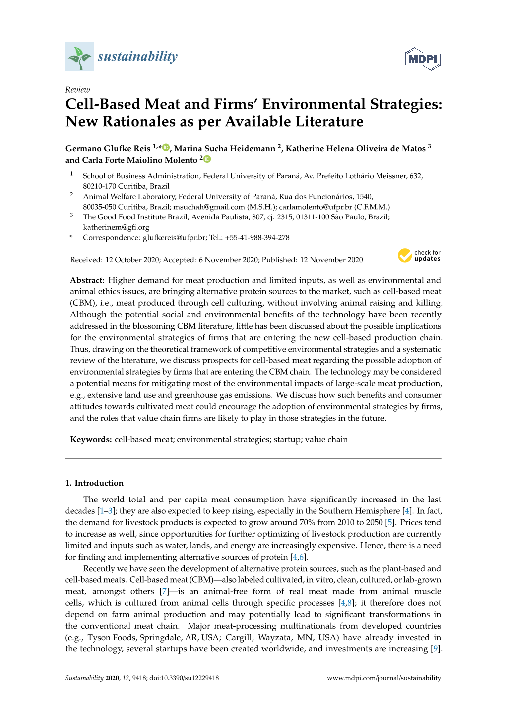 Cell-Based Meat and Firms' Environmental Strategies