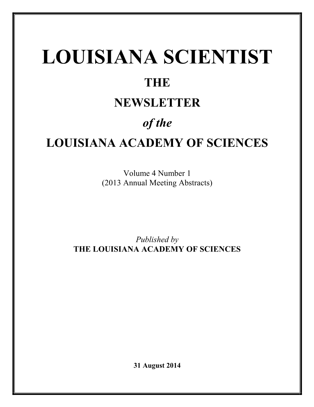 LOUISIANA SCIENTIST Vol. 4 No. 1