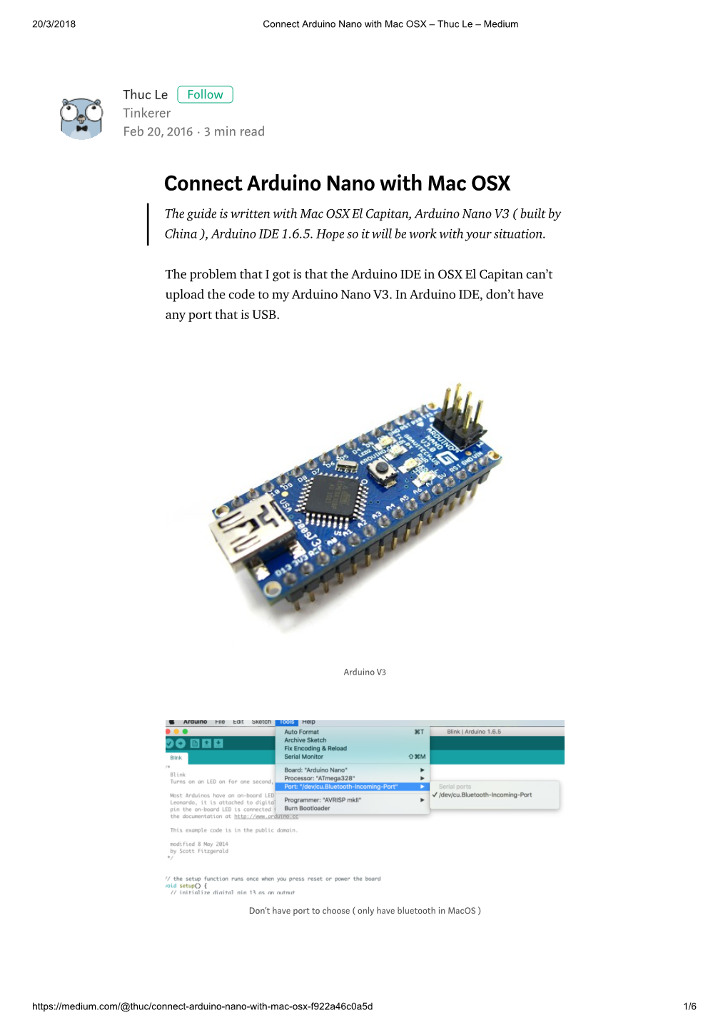 Connect Arduino Nano with Mac OSX – Thuc Le – Medium