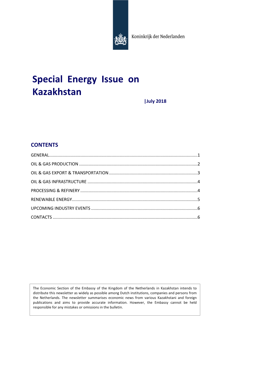 Special Energy Issue on Kazakhstan |July 2018
