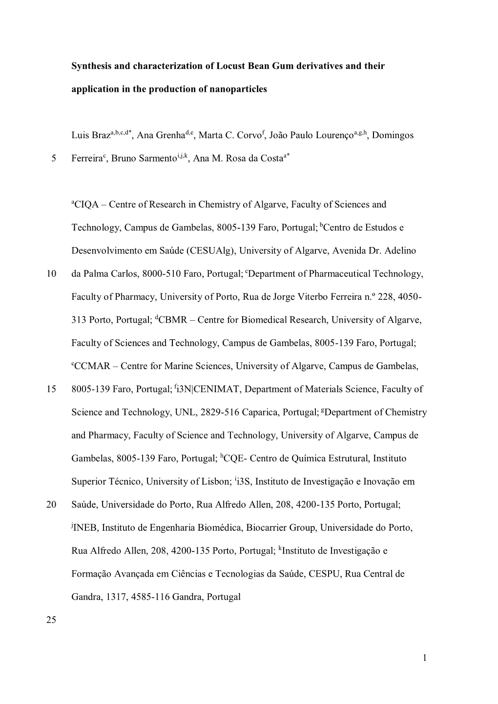 1 Synthesis and Characterization of Locust Bean Gum Derivatives And