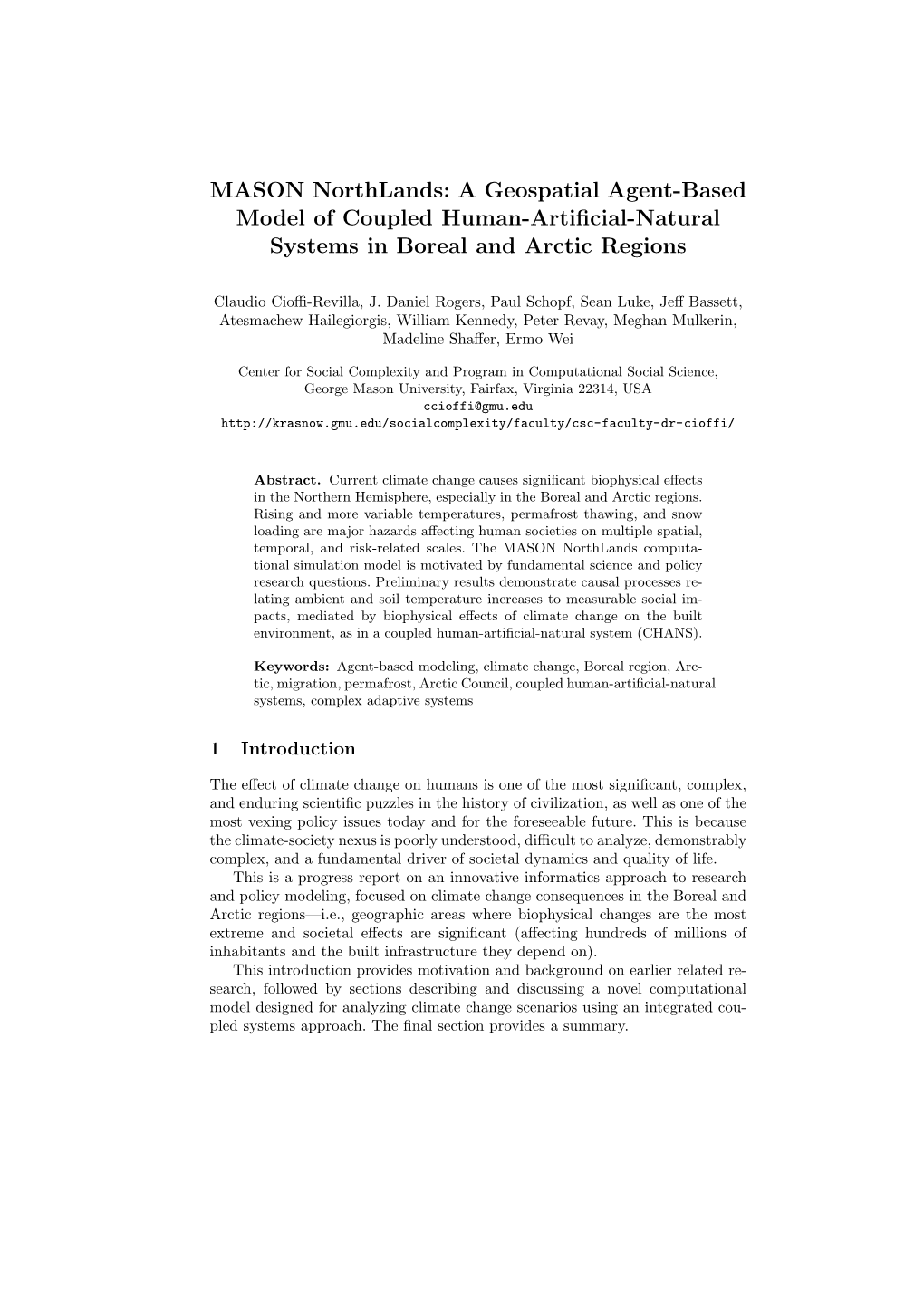 MASON Northlands: a Geospatial Agent-Based Model of Coupled Human-Artiﬁcial-Natural Systems in Boreal and Arctic Regions
