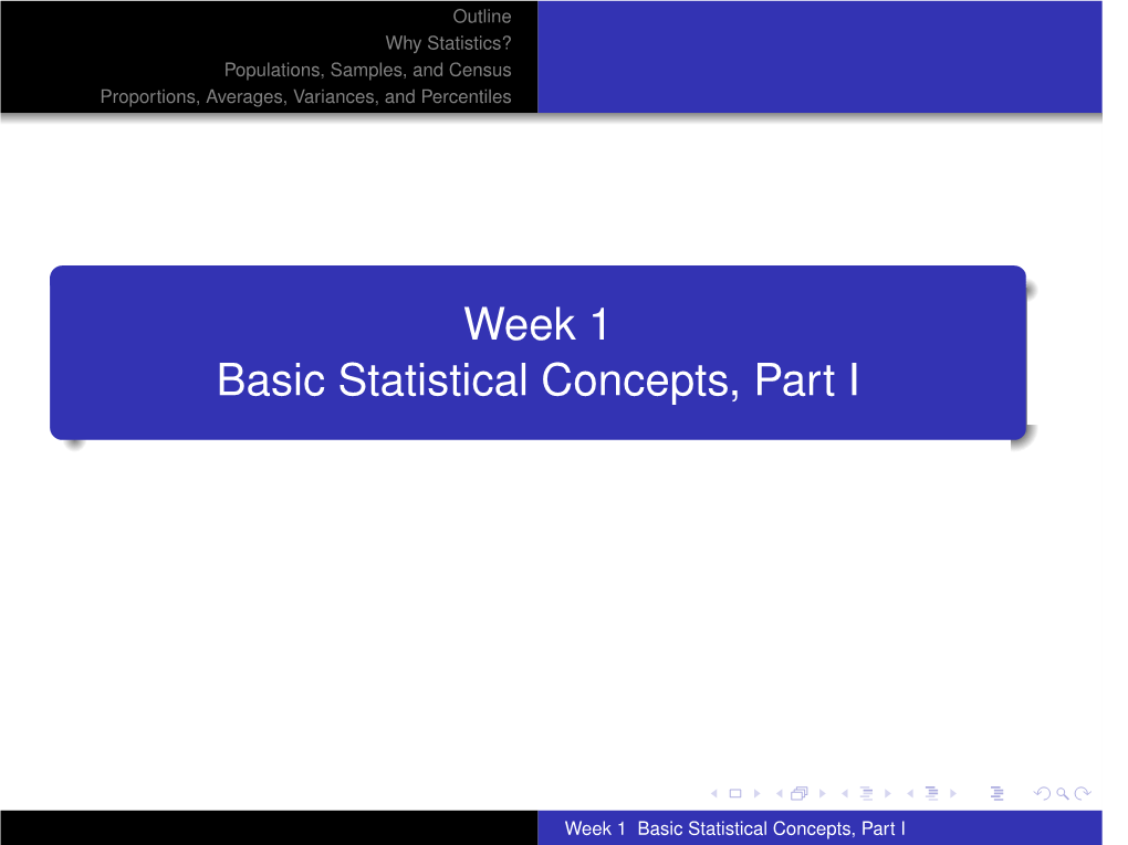 Week 1 Basic Statistical Concepts, Part I