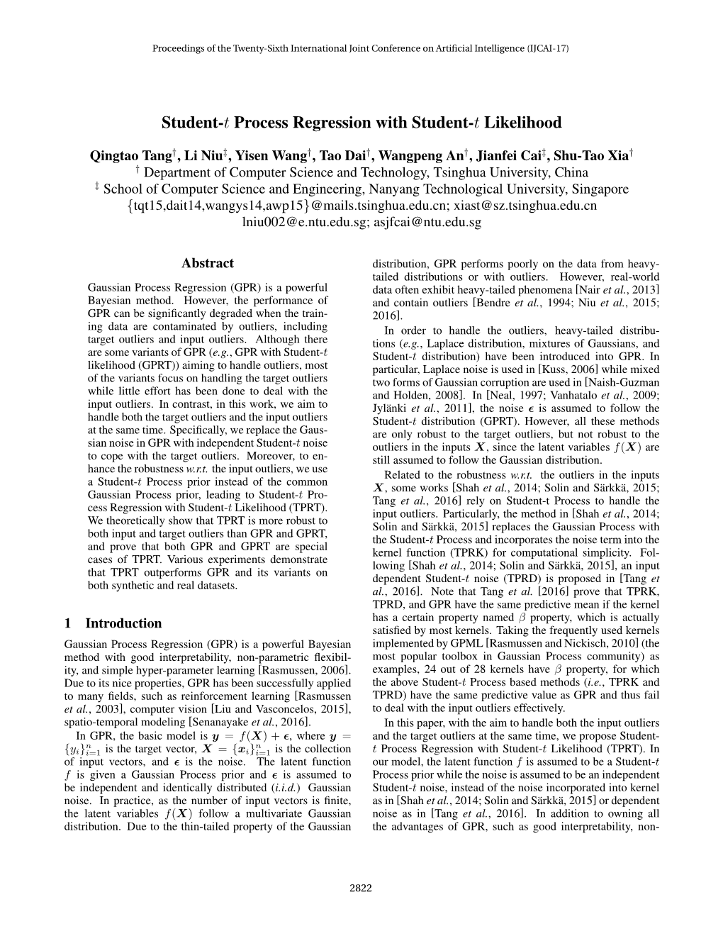 Student-T Process Regression with Student-T Likelihood