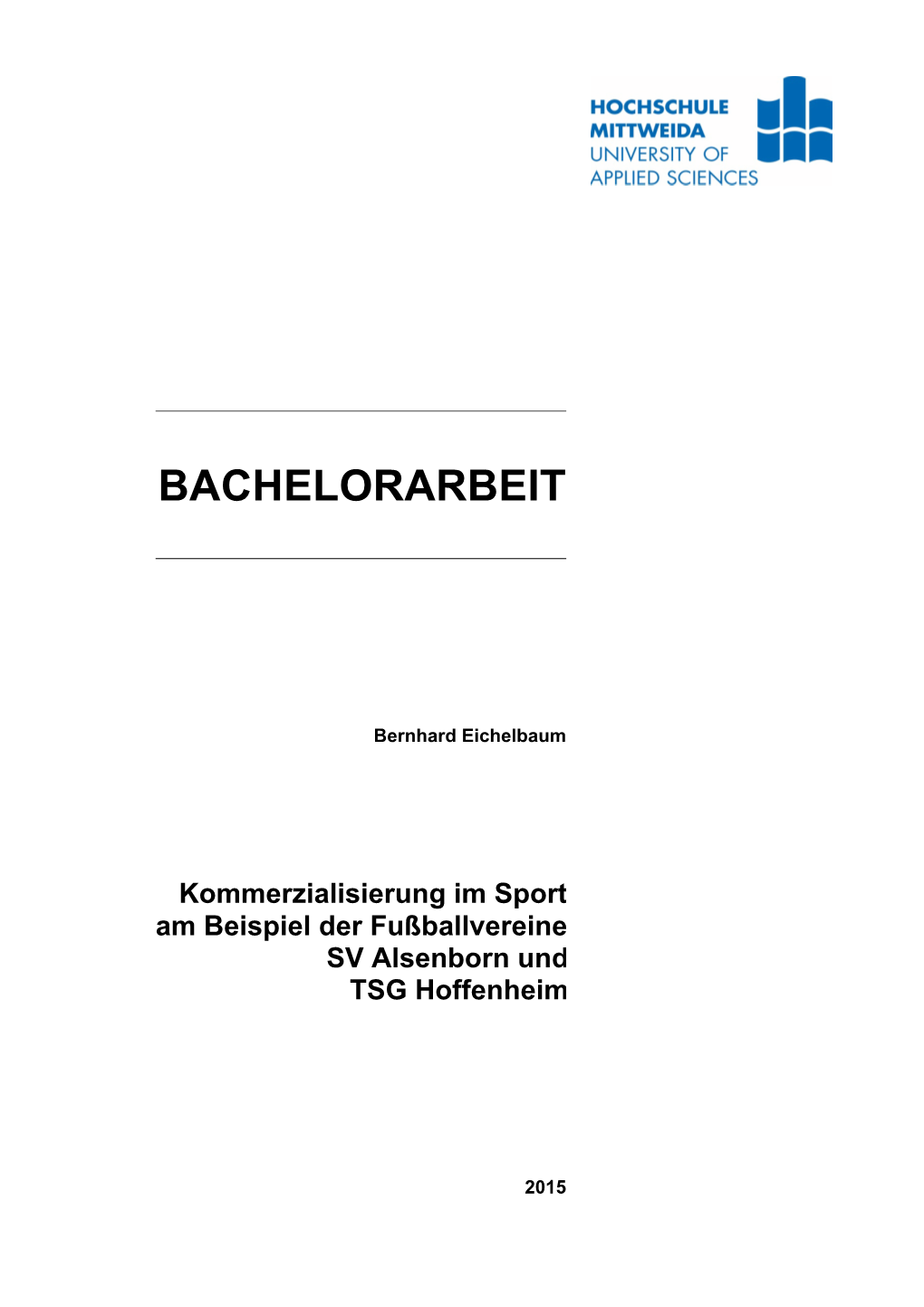 BACHELORARBEIT Kommerzialisierung Im Sport Am