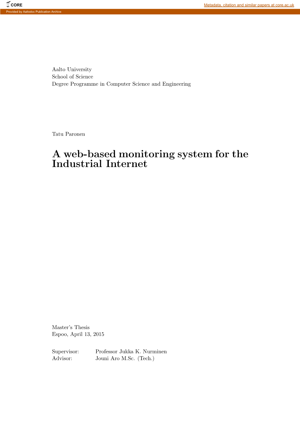 A Web-Based Monitoring System for the Industrial Internet