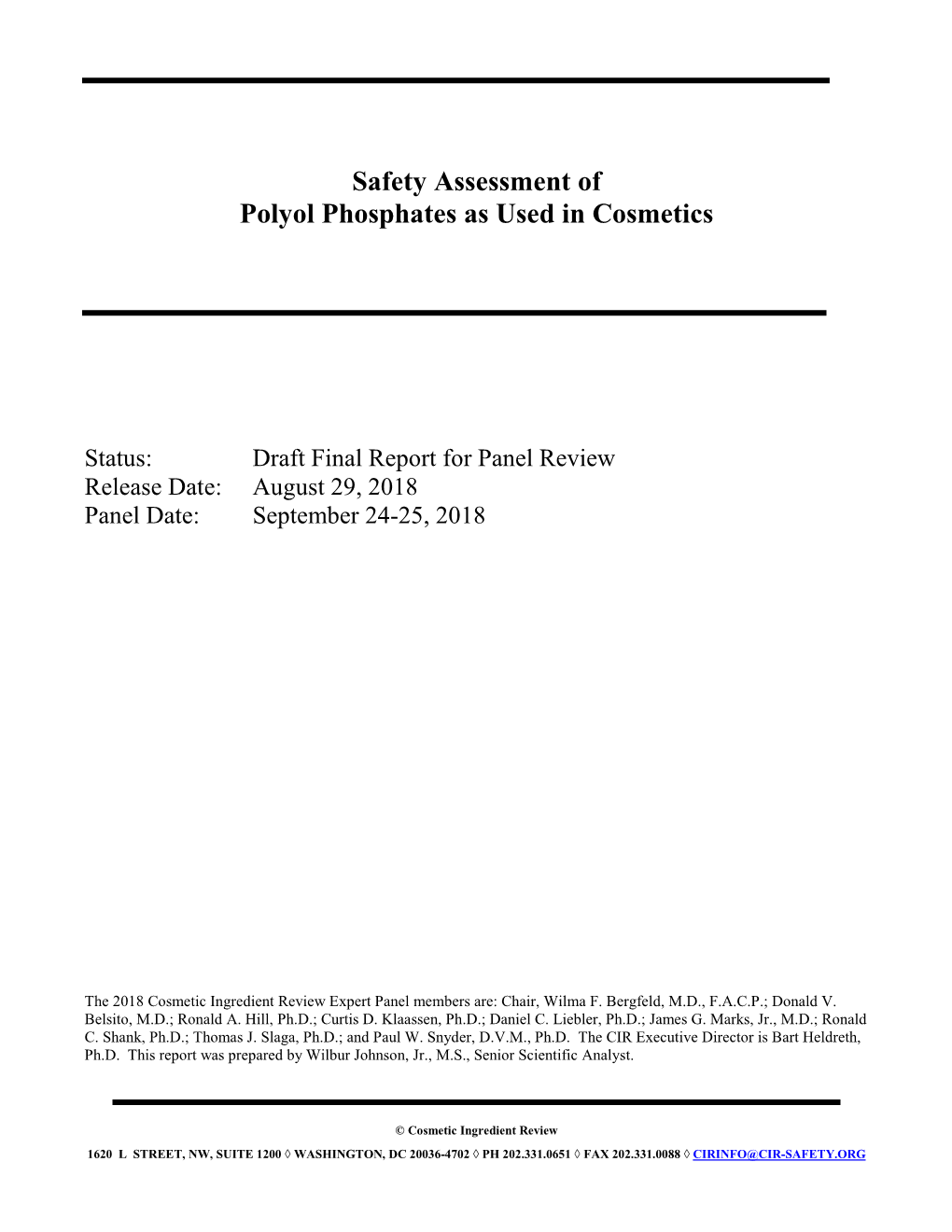 Safety Assessment of Polyol Phosphates As Used in Cosmetics