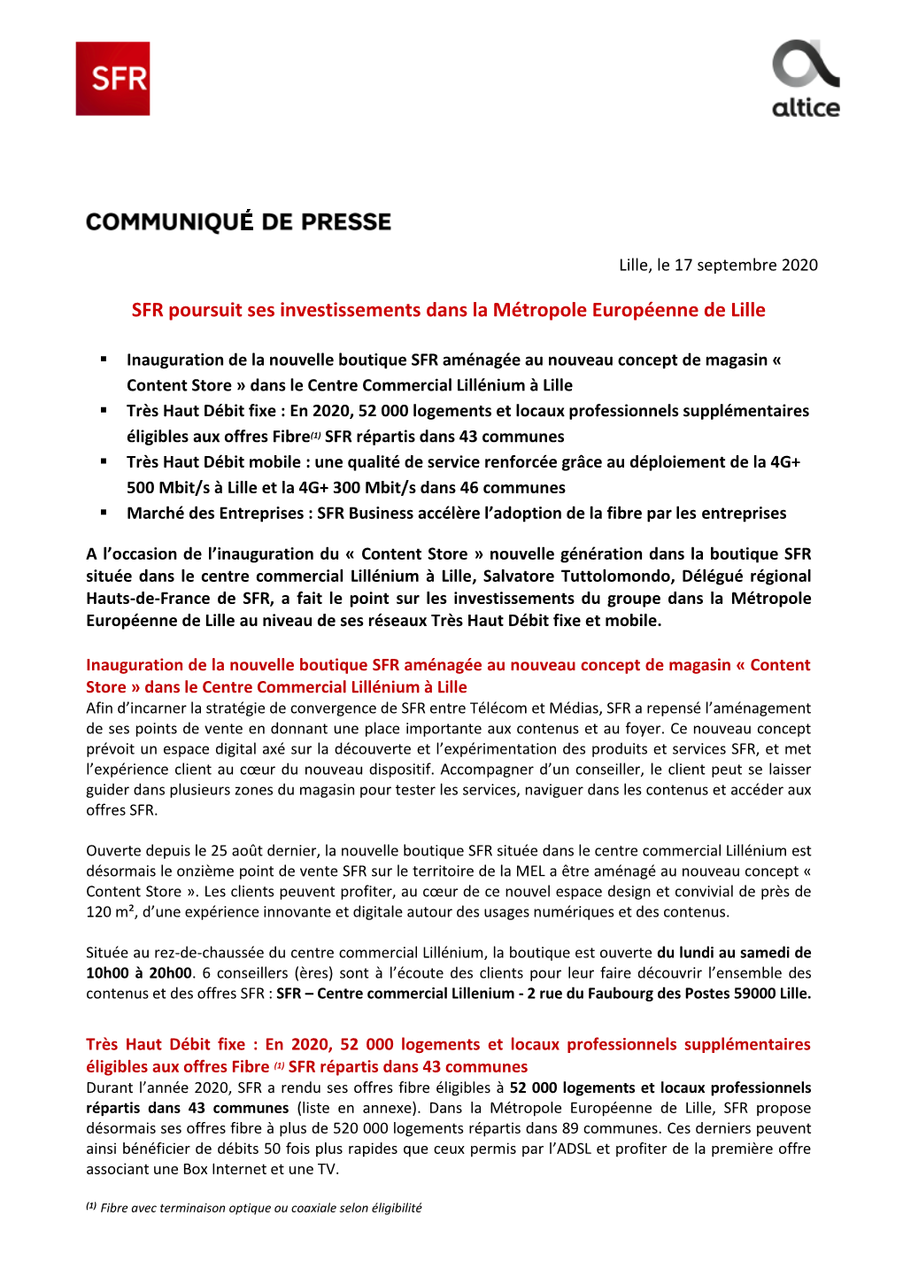 Communiqué De Presse