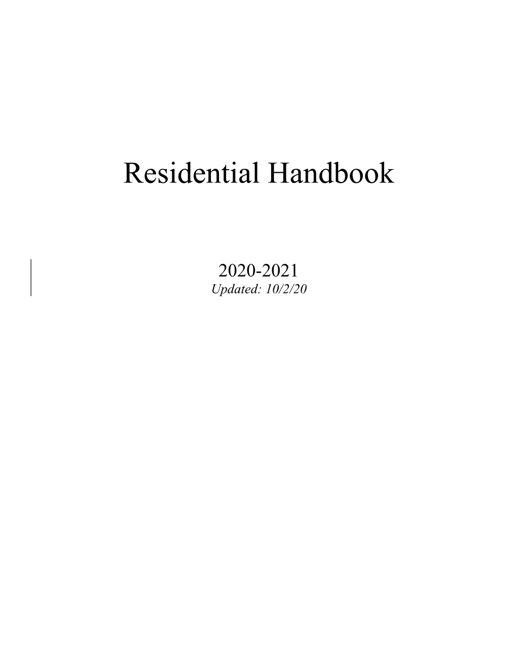 Residential Handbook