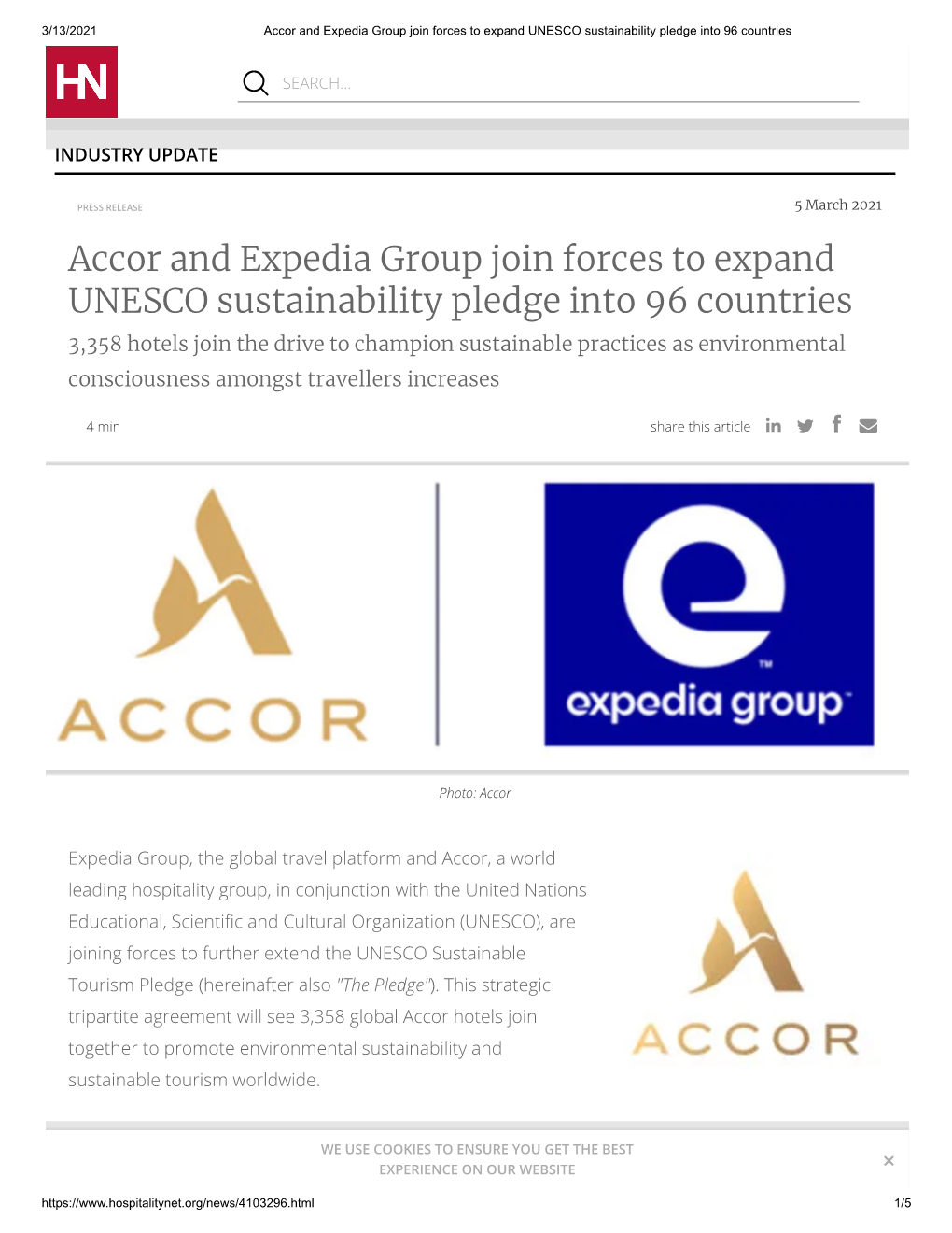 Accor and Expedia Group Join Forces to Expand UNESCO Sustainability Pledge Into 96 Countries