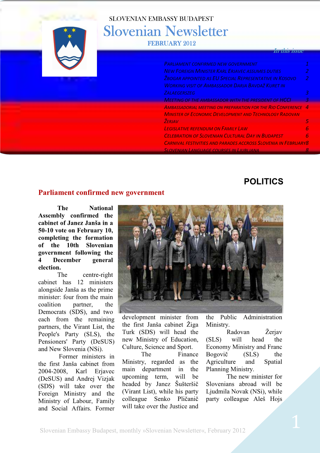 Slovenianewsletter 2012 Febru