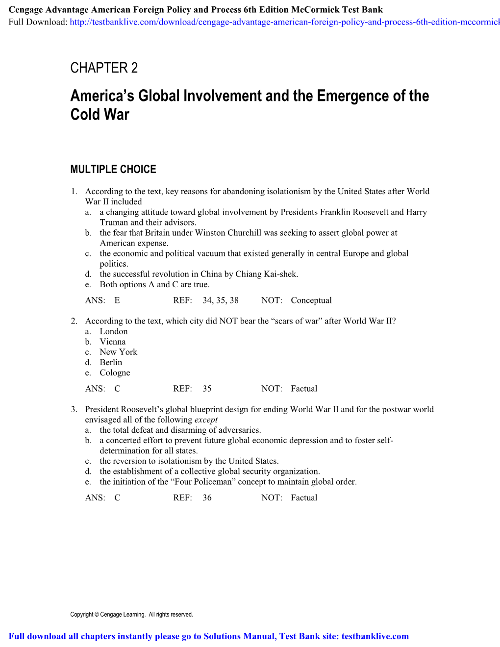 Cengage Advantage American Foreign Policy and Process 6Th