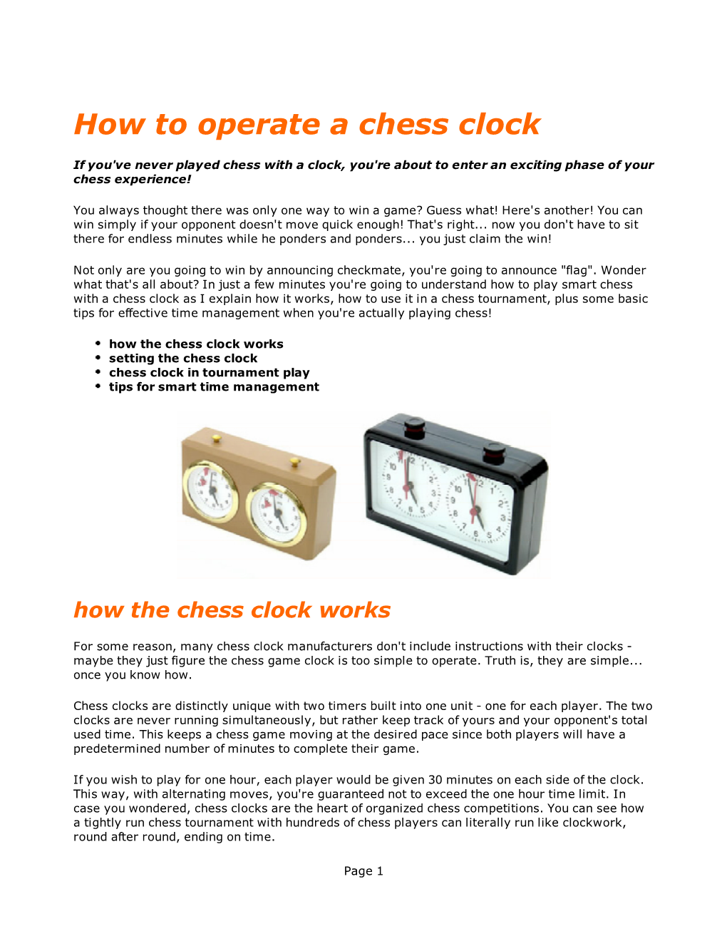 Setting the Chess Clock Chess Clock in Tournament Play Tips for Smart Time Management