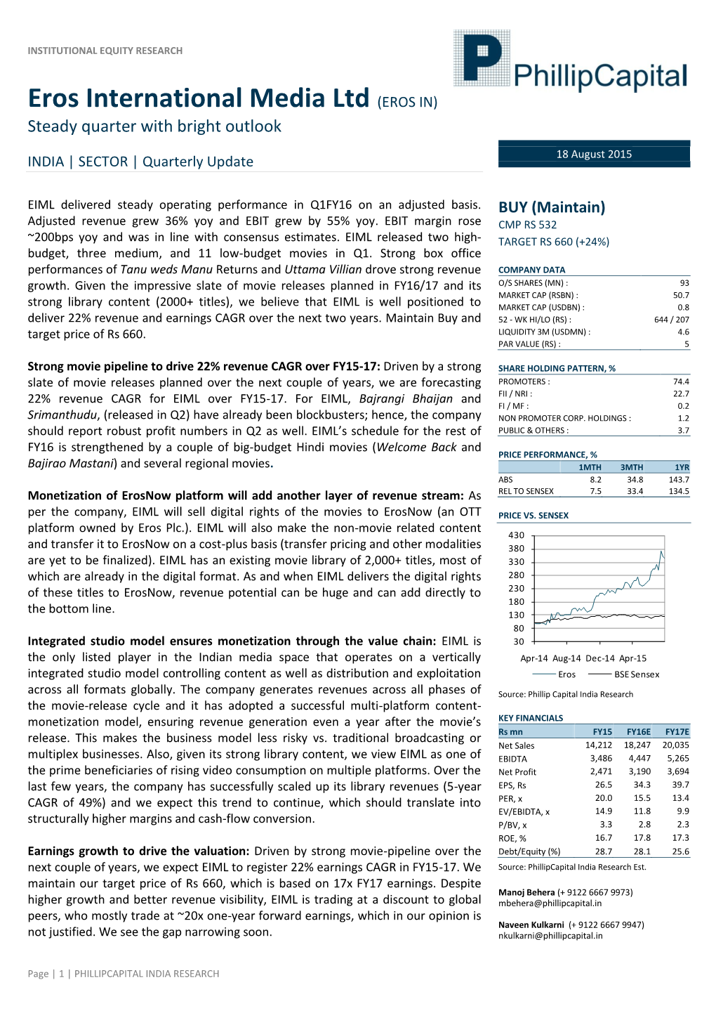 Eros International Media Ltd (EROS IN)