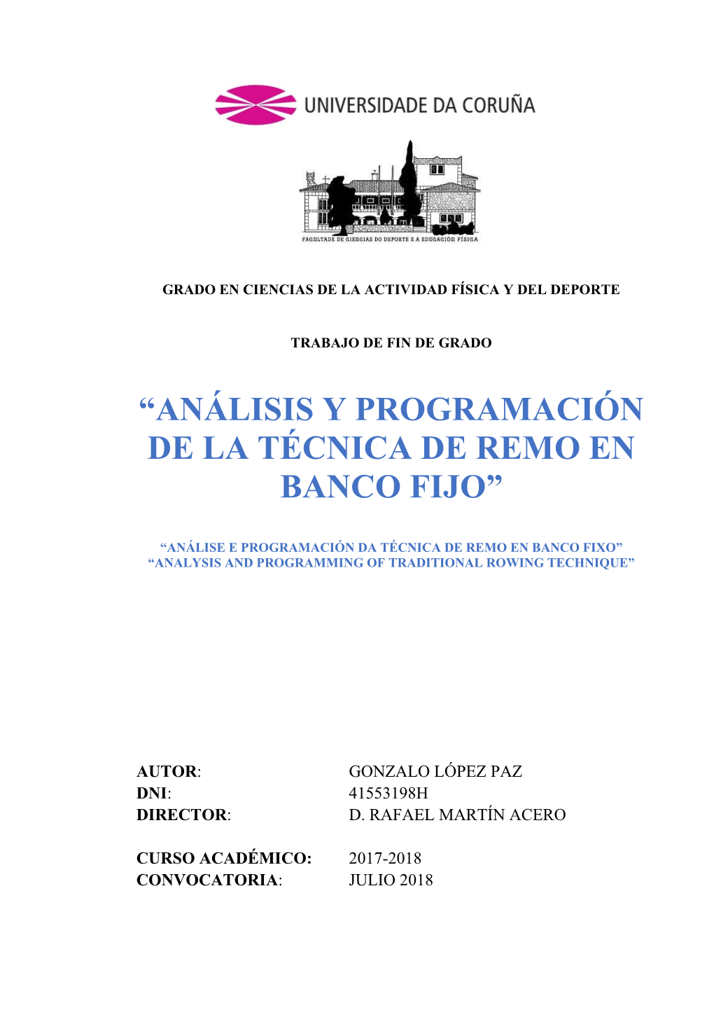 Análisis Y Programación De La Técnica De Remo En Banco Fijo”