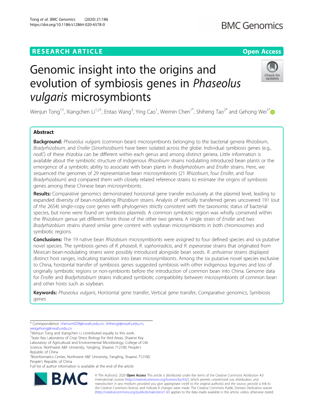 Genomic Insight Into the Origins and Evolution of Symbiosis Genes In