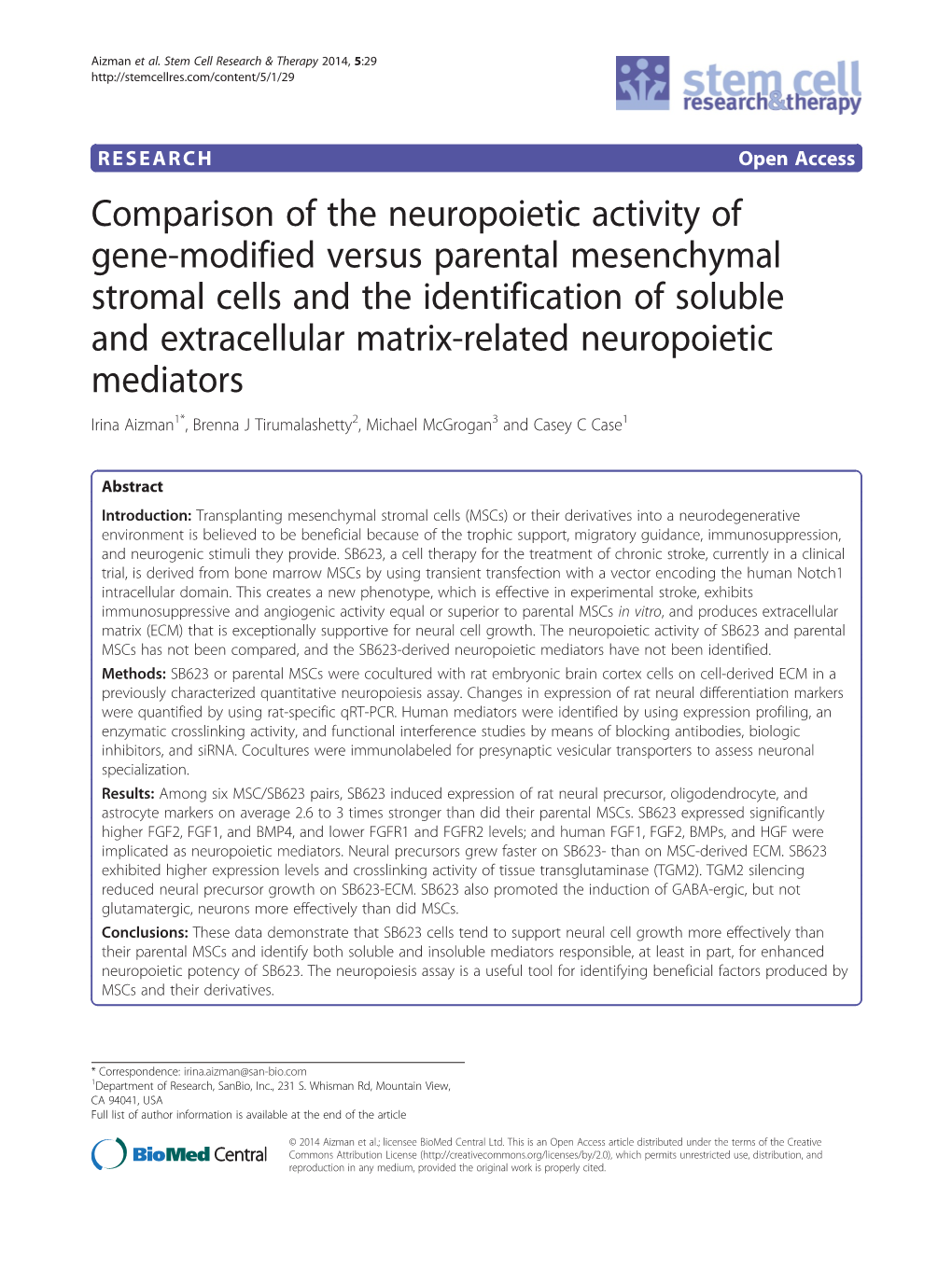 Comparison of the Neuropoietic Activity of Gene-Modified Versus