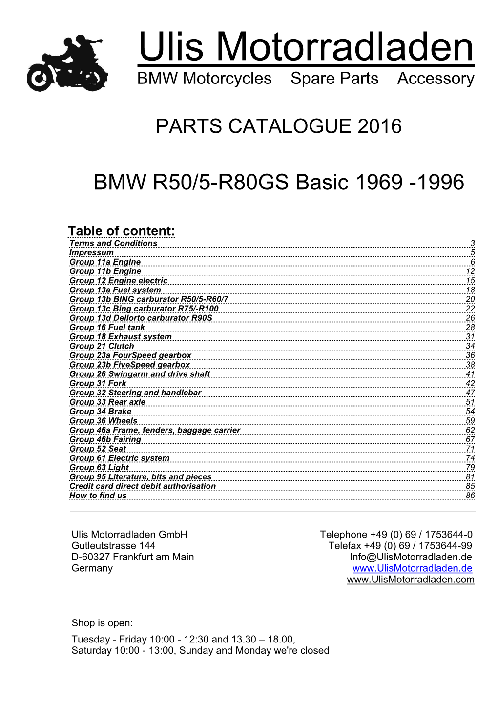 Parts Catalogue BMW R50/5-R80GS Basic