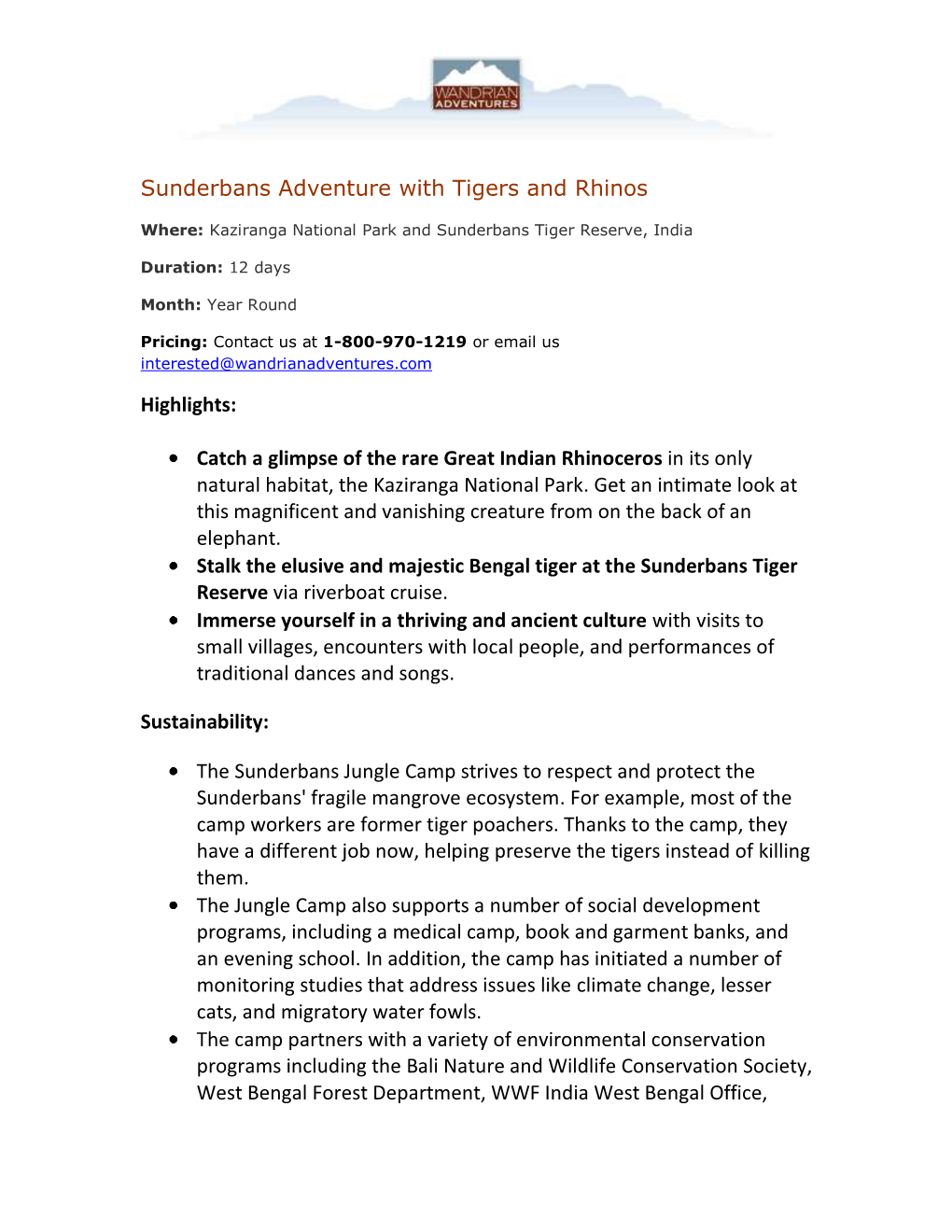 Sunderbans Adventure with Tigers and Rhinos