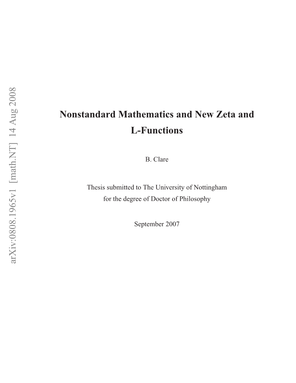 Nonstandard Mathematics and New Zeta and L-Functions