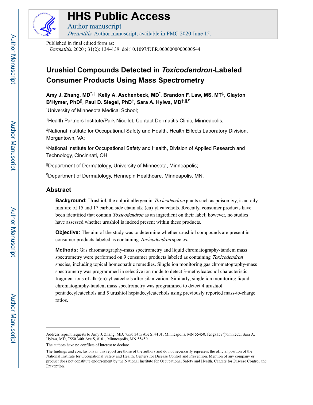 Urushiol Compounds Detected in Toxicodendron-Labeled Consumer Products Using Mass Spectrometry