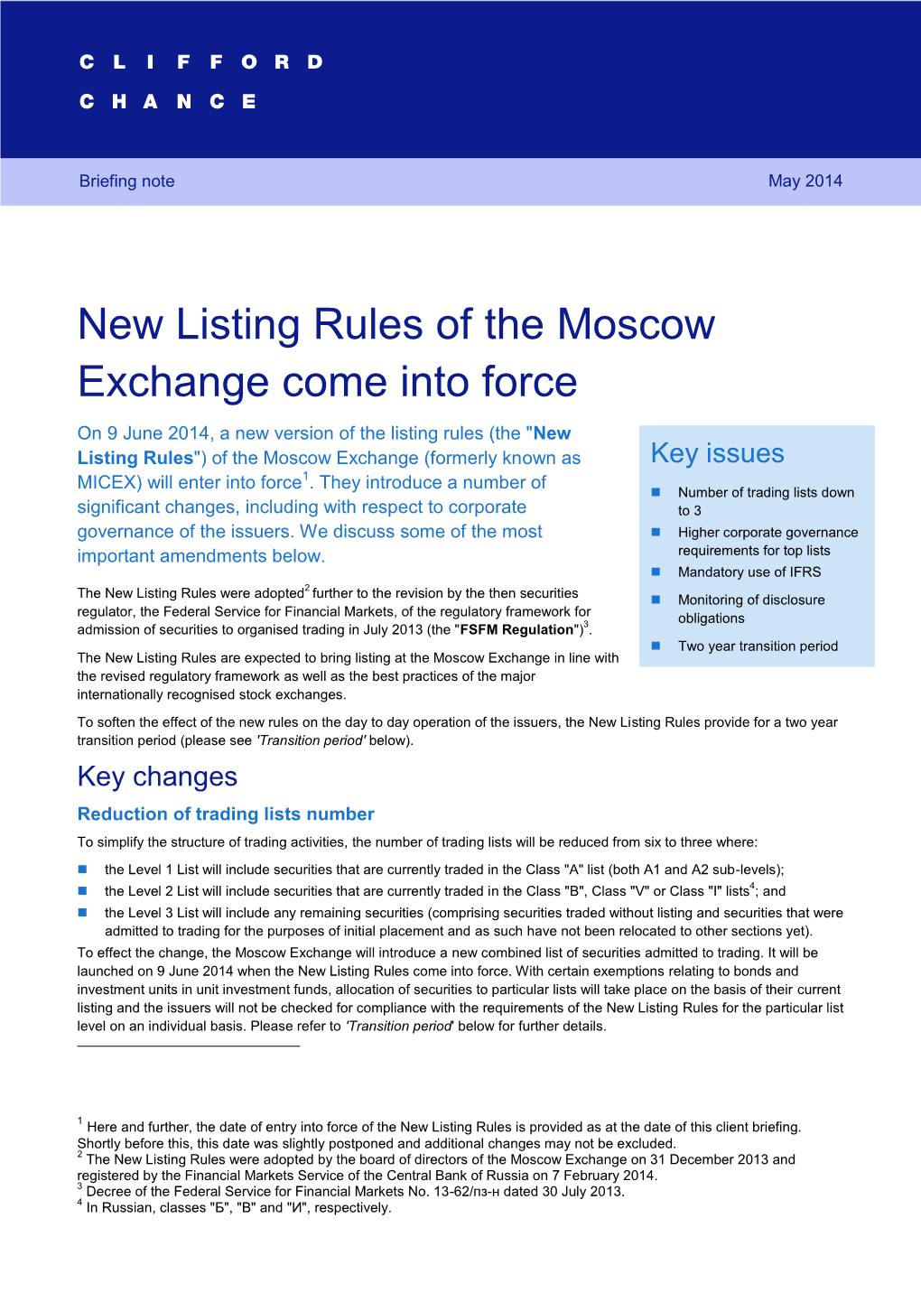 New Listing Rules of the Moscow Exchange Come Into Force 1
