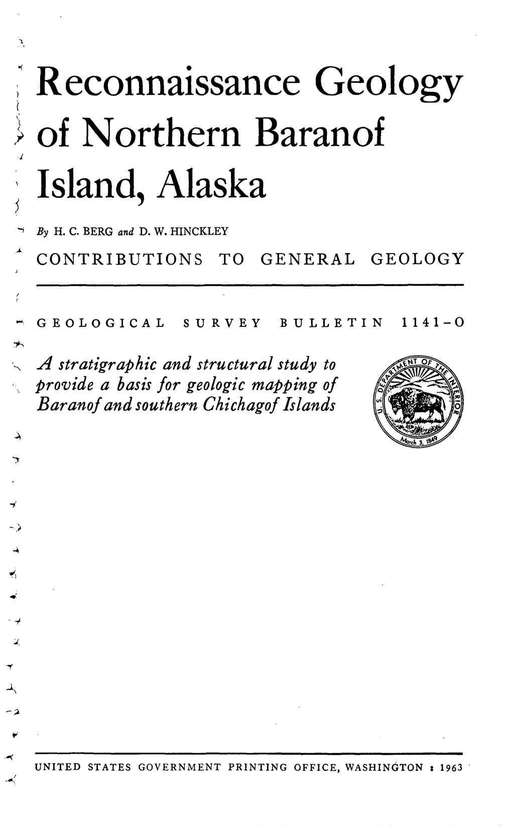 Reconnaissance Geology of Northern Baranof Island, Alaska