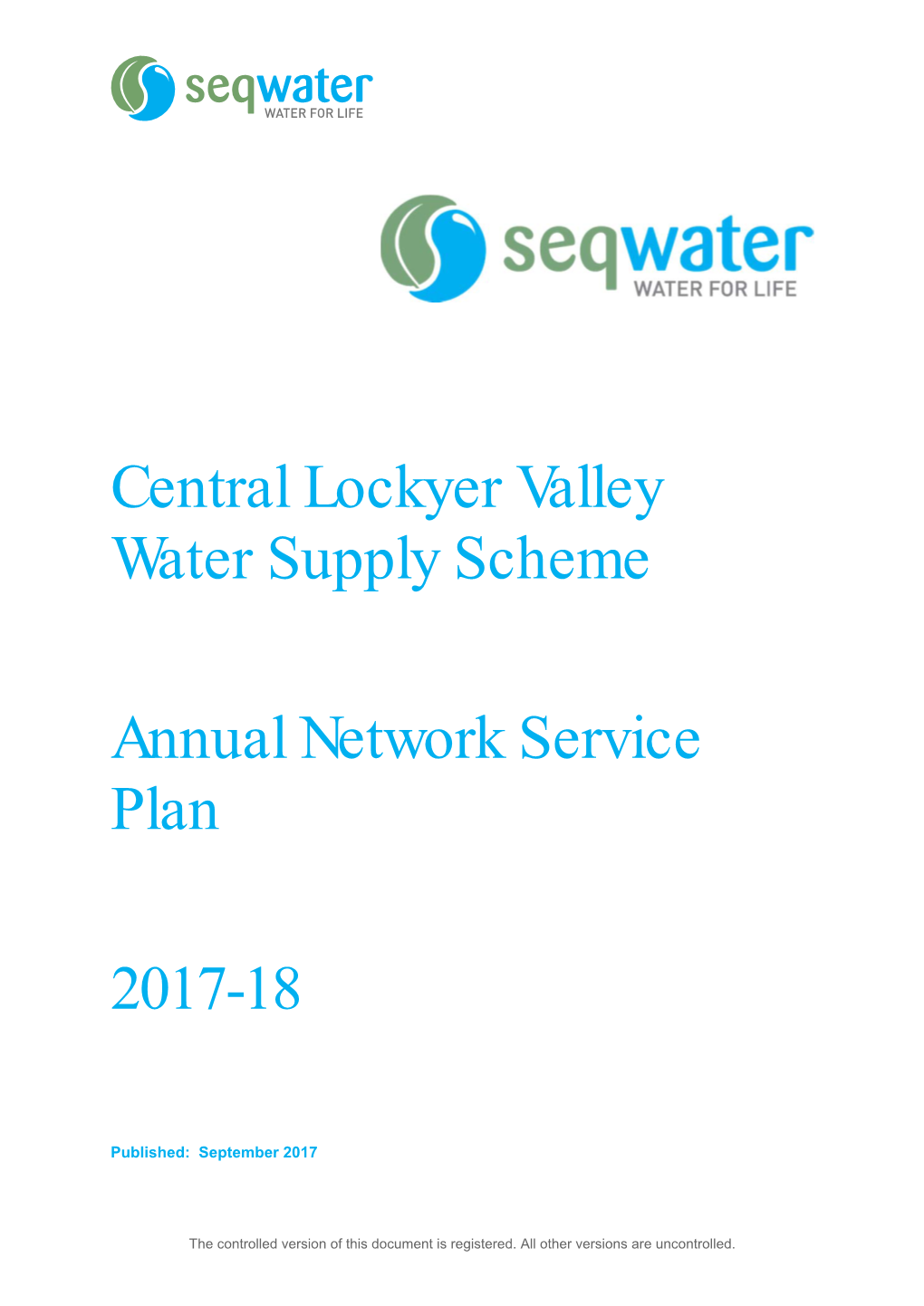 Central Lockyer Valley Water Supply Scheme Annual Network Service