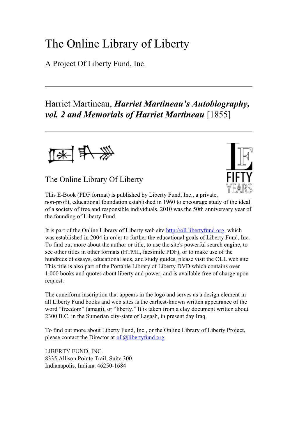 Online Library of Liberty: Harriet Martineau's Autobiography