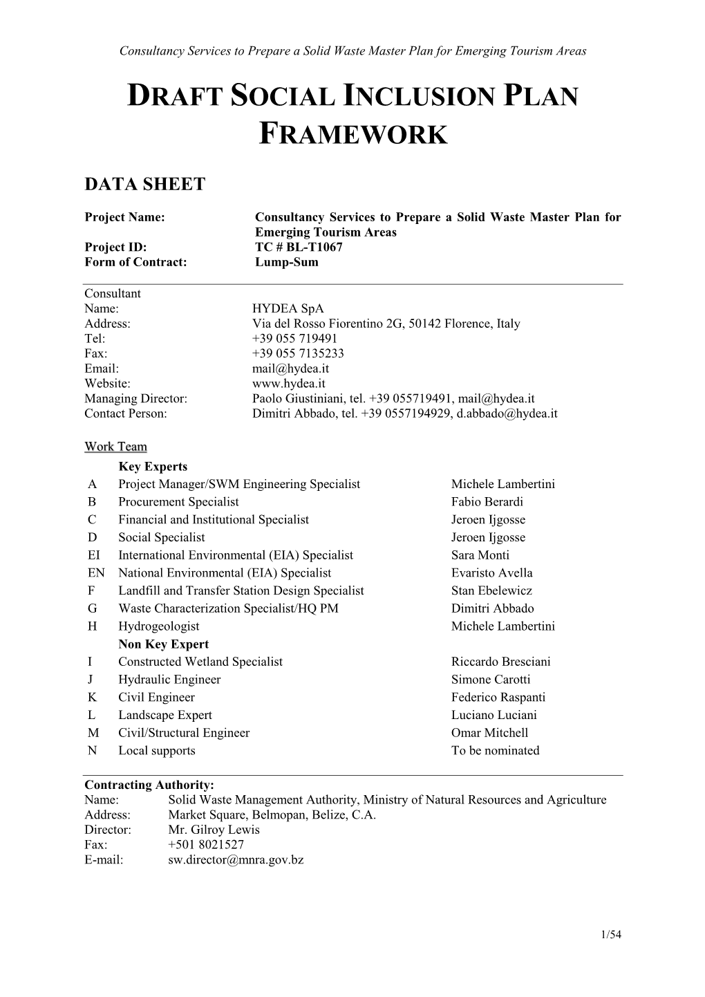 Environmental Assessment (EA) for the Solid Waste Master Plan for Emerging Tourism Areas