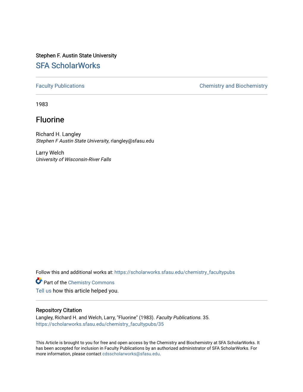 SFA Scholarworks Fluorine