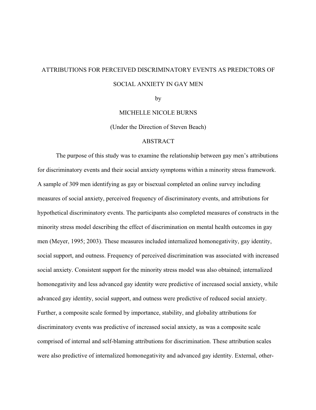 Attributions for Perceived Discriminatory Events As Predictors Of