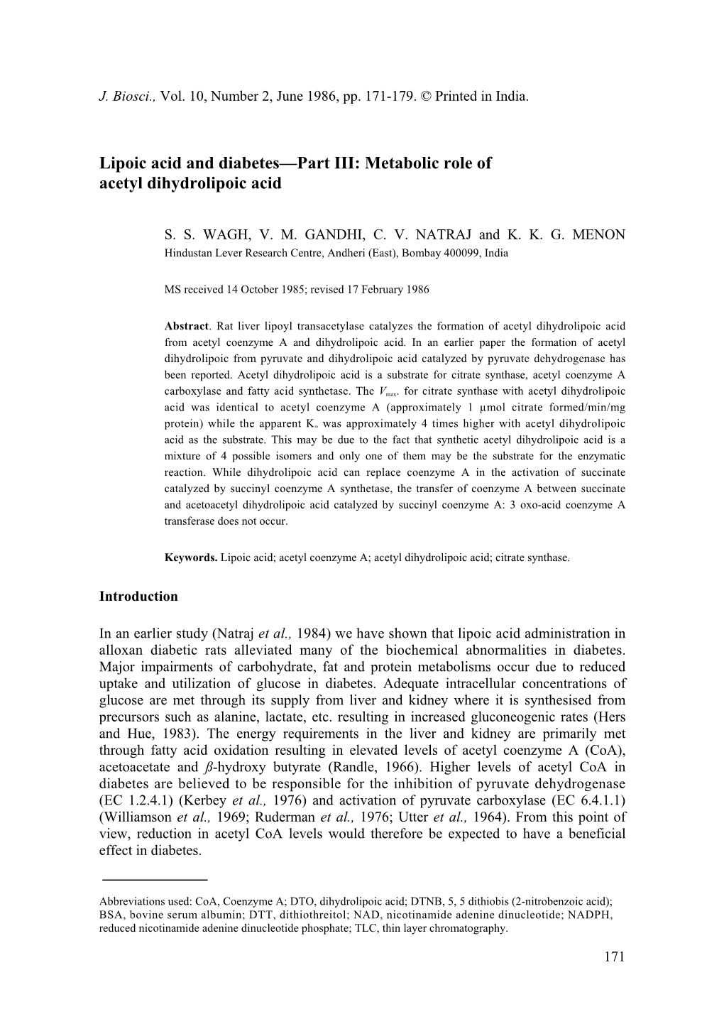 Lipoic Acid and Diabetes—Part III: Metabolic