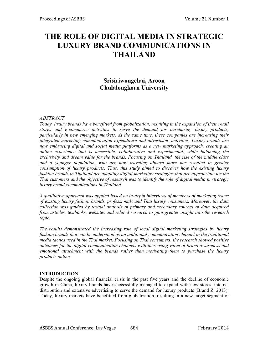The Role of Digital Media in Strategic Luxury Brand Communications in Thailand