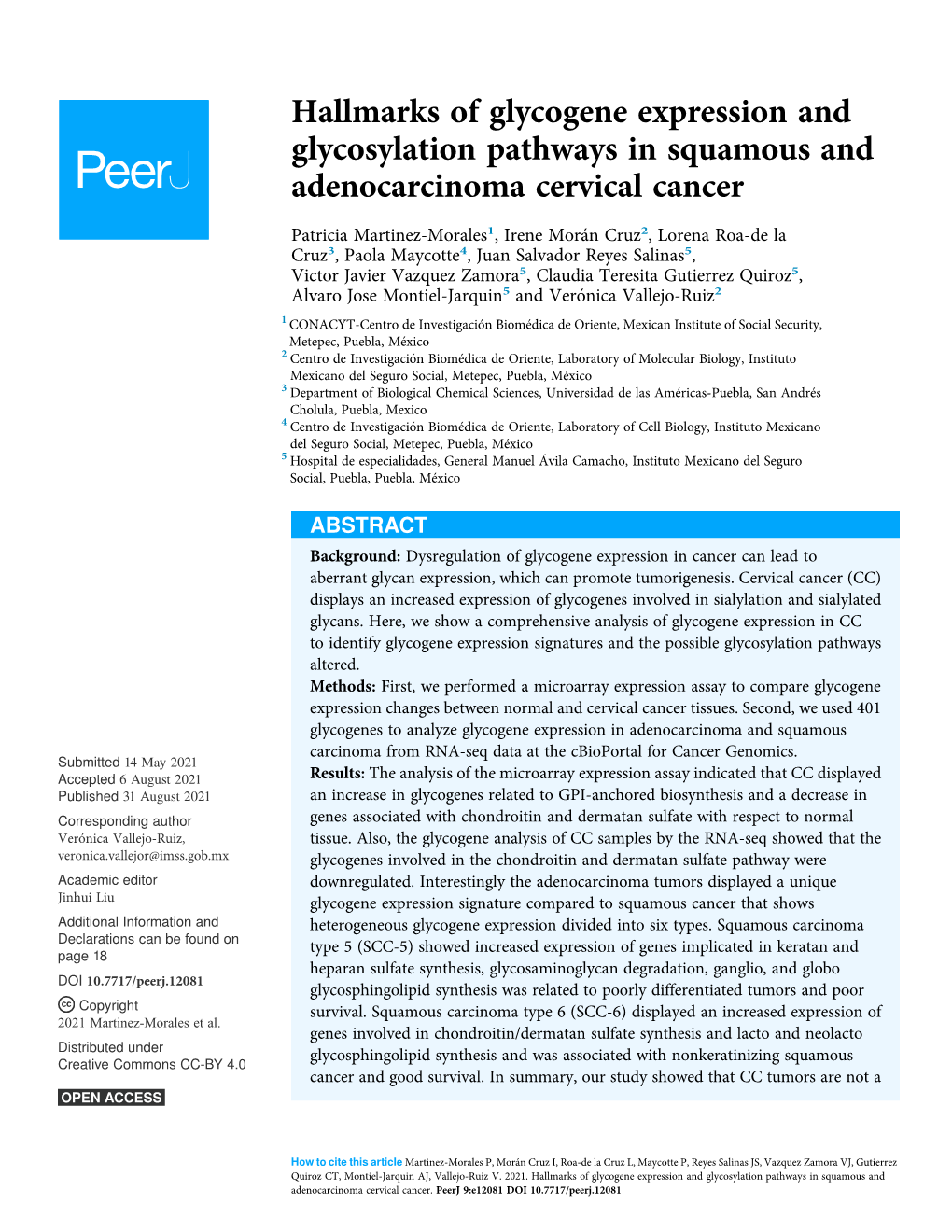 Hallmarks of Glycogene Expression and Glycosylation Pathways in Squamous and Adenocarcinoma Cervical Cancer