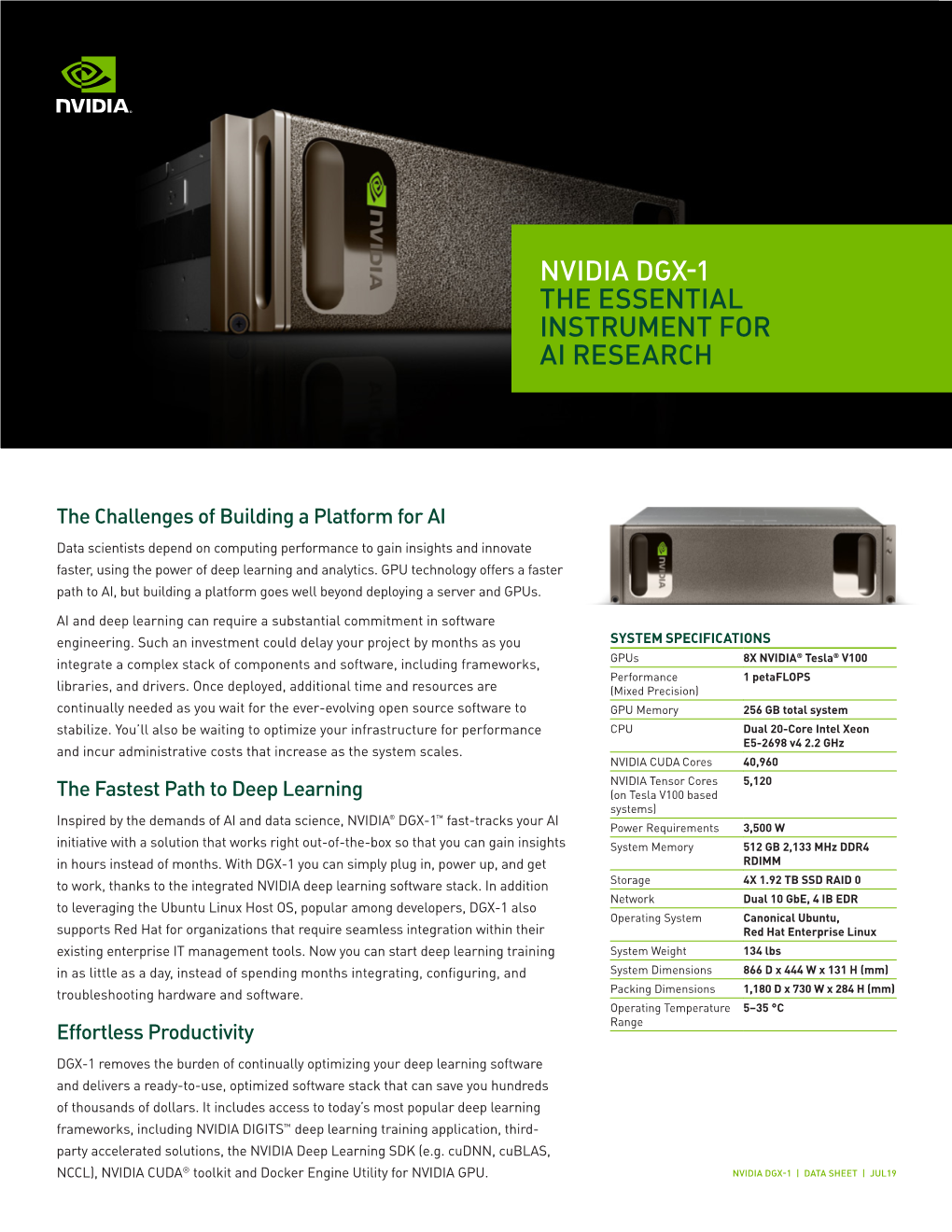 The NVIDIA DGX-1 Deep Learning System