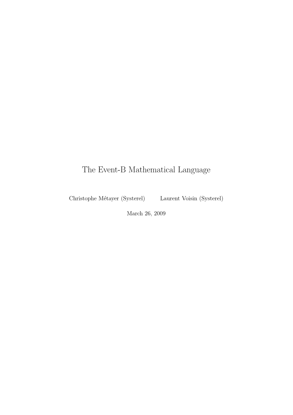 The Event-B Mathematical Language