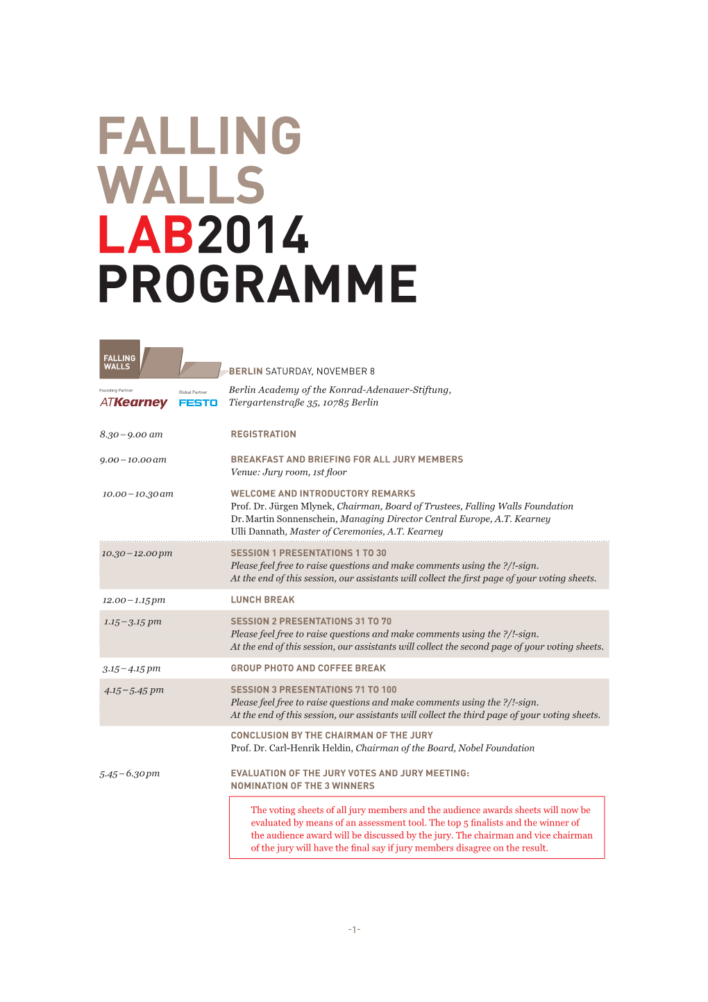 Falling Walls Lab2014 Programme