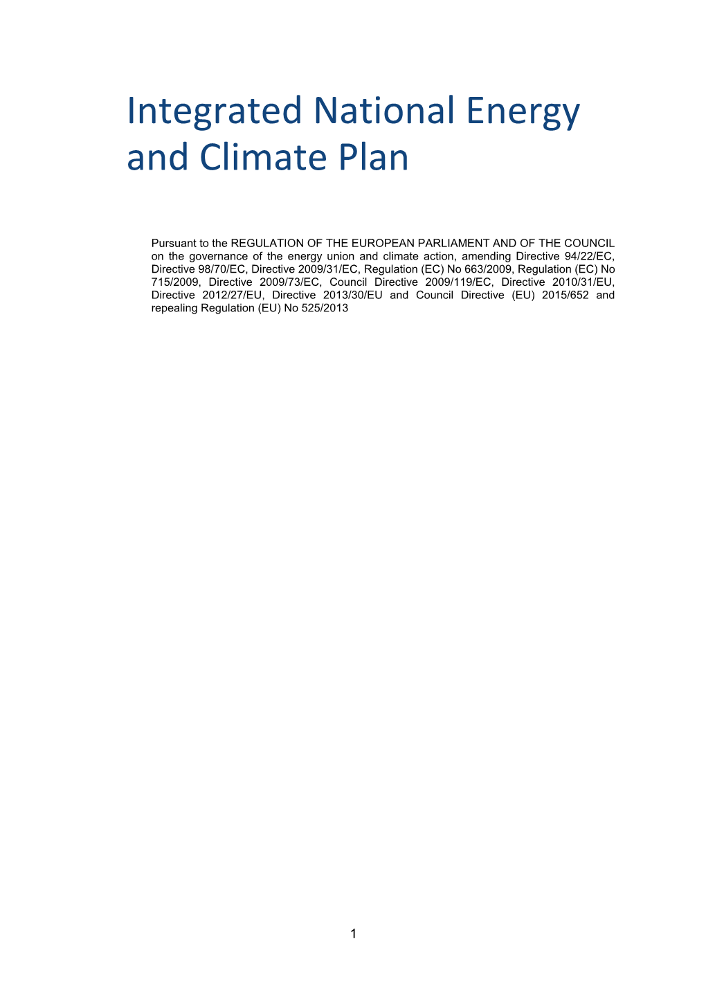 Integrated National Energy and Climate Plan