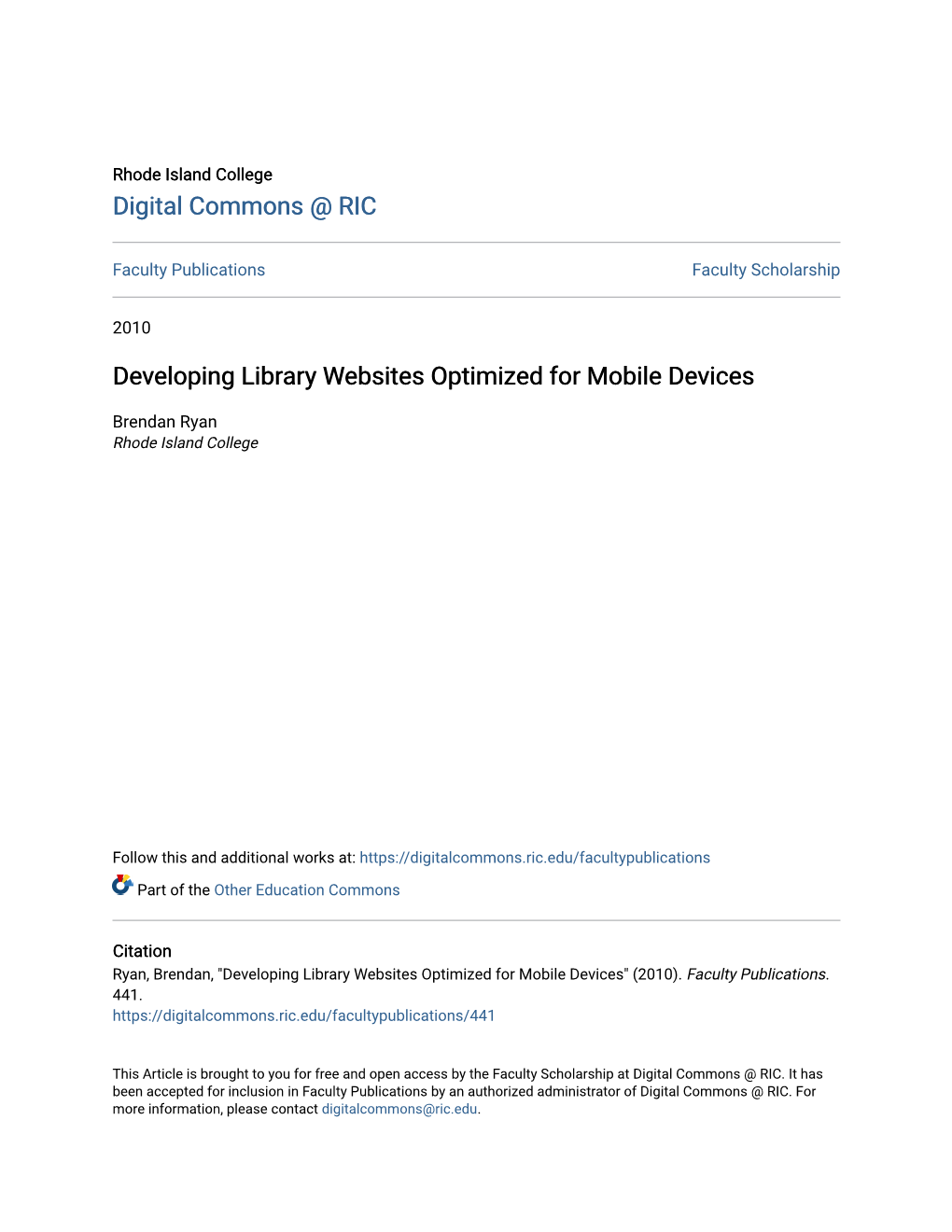 Developing Library Websites Optimized for Mobile Devices