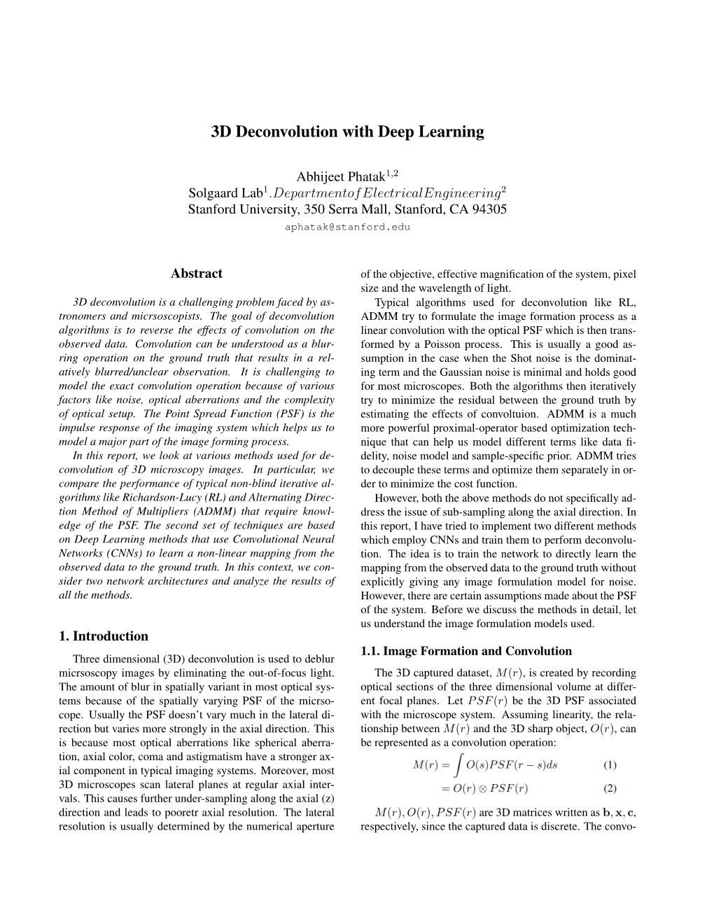 3D Deconvolution with Deep Learning