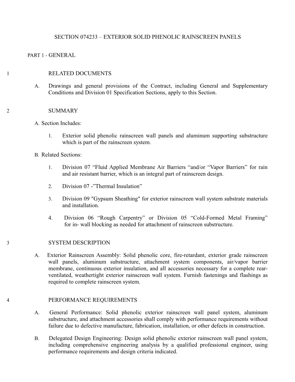 Section 074233 Exterior Solid Phenolic Rainscreen Panels